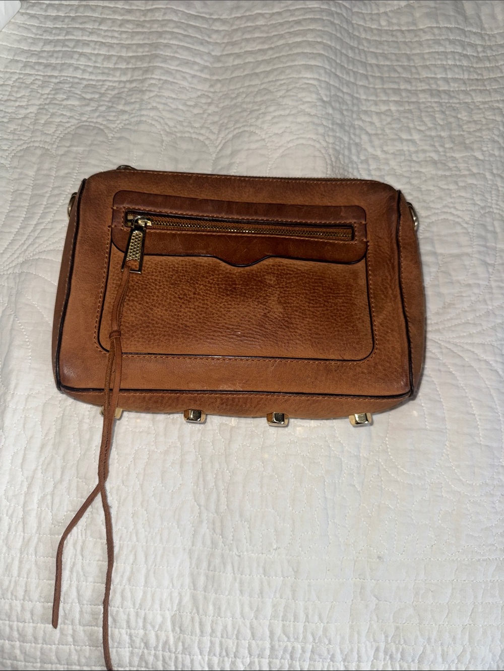Rebecca Minkoff Leather Crossbody Bag in Cognac Brown